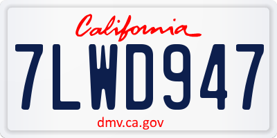 CA license plate 7LWD947