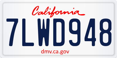 CA license plate 7LWD948