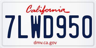 CA license plate 7LWD950