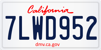 CA license plate 7LWD952