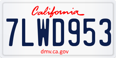CA license plate 7LWD953