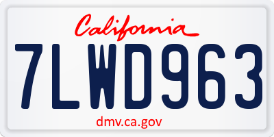 CA license plate 7LWD963
