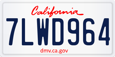 CA license plate 7LWD964