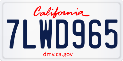 CA license plate 7LWD965