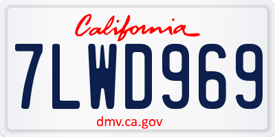 CA license plate 7LWD969