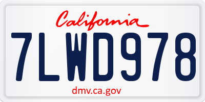 CA license plate 7LWD978
