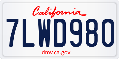 CA license plate 7LWD980