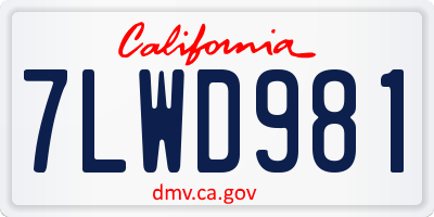 CA license plate 7LWD981