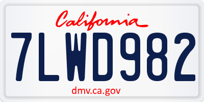 CA license plate 7LWD982