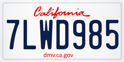 CA license plate 7LWD985