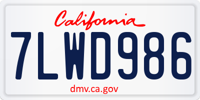 CA license plate 7LWD986