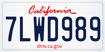 CA license plate 7LWD989