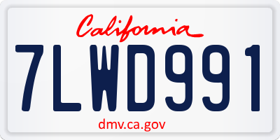 CA license plate 7LWD991