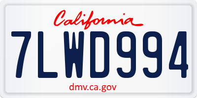CA license plate 7LWD994