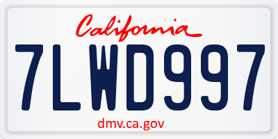 CA license plate 7LWD997