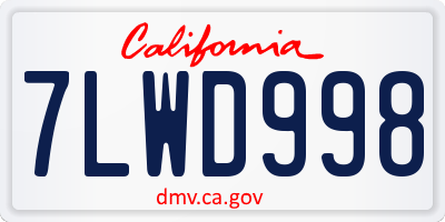 CA license plate 7LWD998
