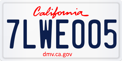 CA license plate 7LWE005