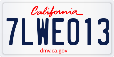 CA license plate 7LWE013