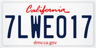 CA license plate 7LWE017