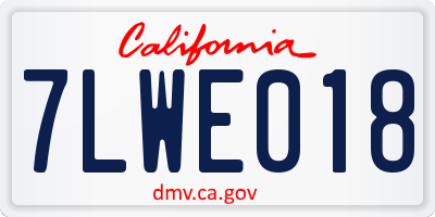 CA license plate 7LWE018