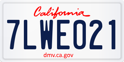 CA license plate 7LWE021