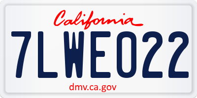 CA license plate 7LWE022
