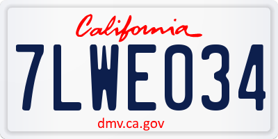 CA license plate 7LWE034