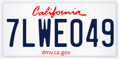 CA license plate 7LWE049