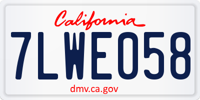 CA license plate 7LWE058