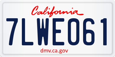 CA license plate 7LWE061