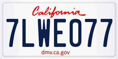 CA license plate 7LWE077