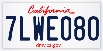 CA license plate 7LWE080