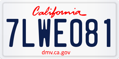 CA license plate 7LWE081