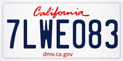 CA license plate 7LWE083
