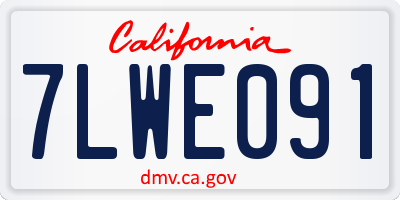 CA license plate 7LWE091