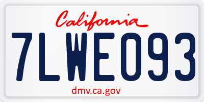 CA license plate 7LWE093