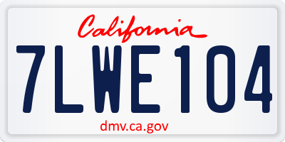 CA license plate 7LWE104