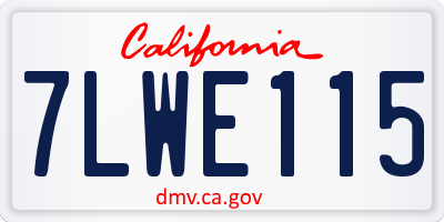 CA license plate 7LWE115
