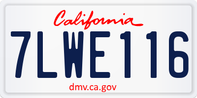 CA license plate 7LWE116