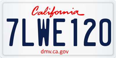 CA license plate 7LWE120