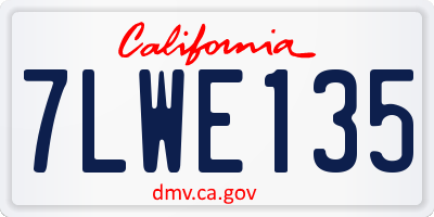 CA license plate 7LWE135
