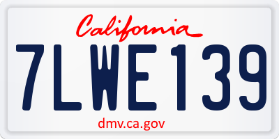 CA license plate 7LWE139
