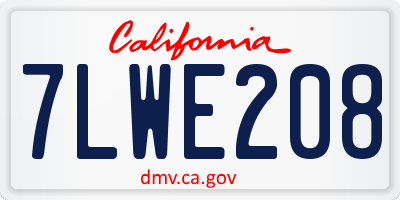 CA license plate 7LWE208