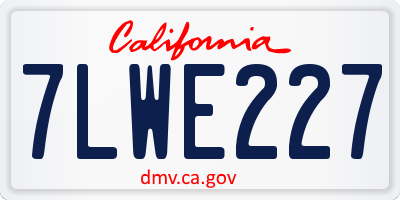 CA license plate 7LWE227