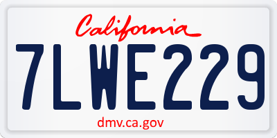 CA license plate 7LWE229