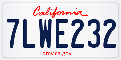 CA license plate 7LWE232