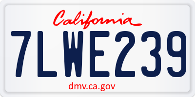 CA license plate 7LWE239