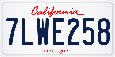 CA license plate 7LWE258