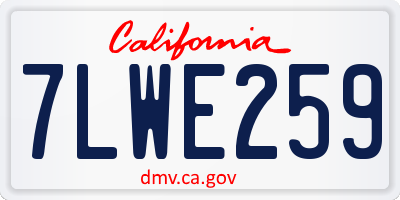 CA license plate 7LWE259