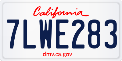 CA license plate 7LWE283